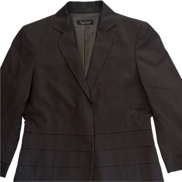 Marlowe Women's V-Neck Italian 100% Wool Blazer Jacket, Dark Gray, Size 42/8/S - Picture 4 of 15